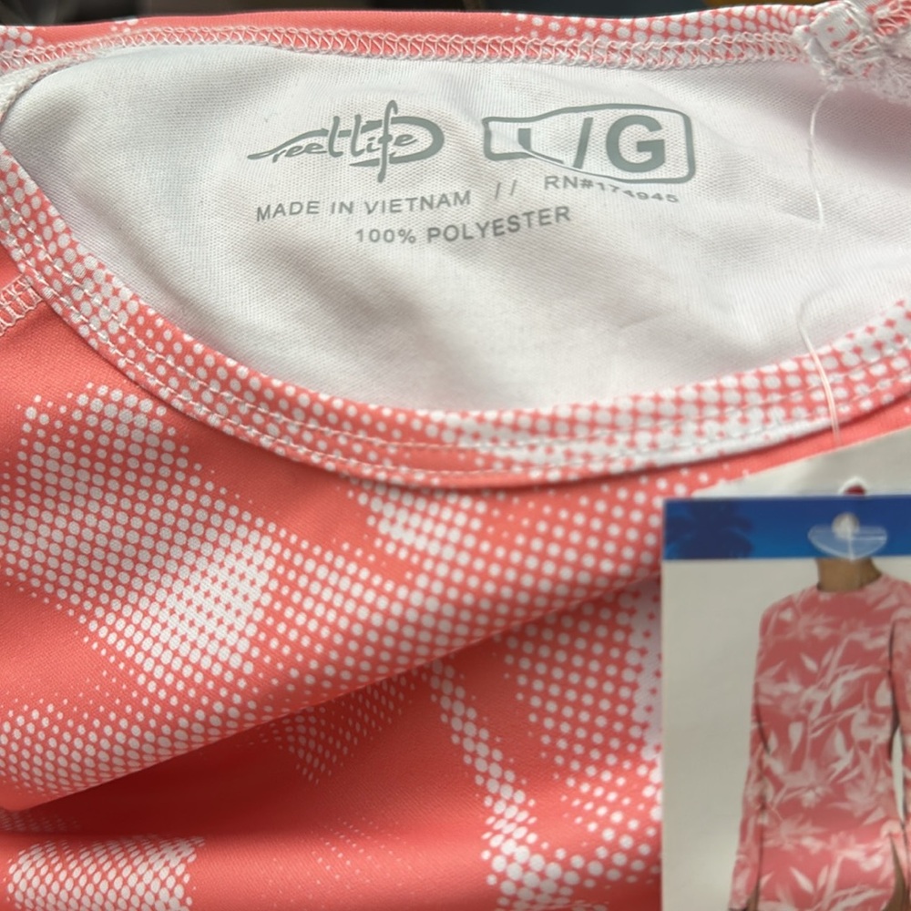 NWT Reel Life Pink White Jax Beach UV Cover Up Size L - Picture 7 of 8